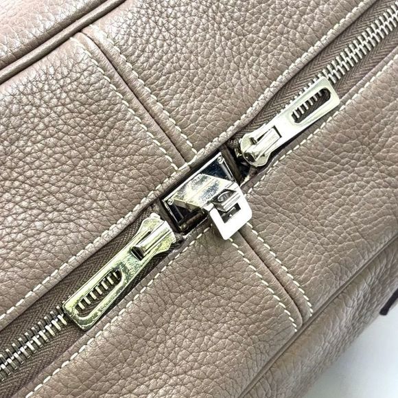 Hermes Victoria 35 □L Engraved Leather Gray-beige Handbag Silver - Picture 9 of 15